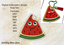 Load image into Gallery viewer, Cute Watermelon Eyelet Key Fob machine embroidery design