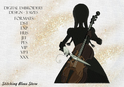 Girl With Violin machine embroidery design