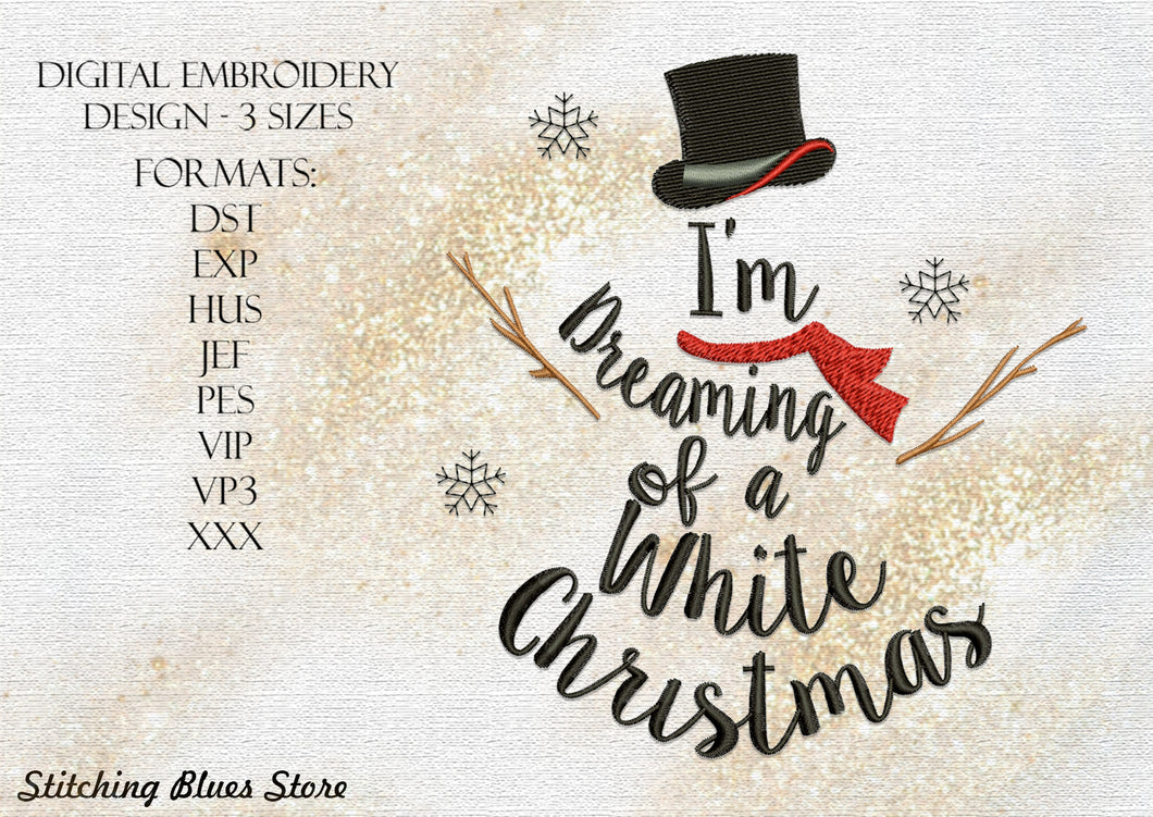 White Christmas - machine embroidery design