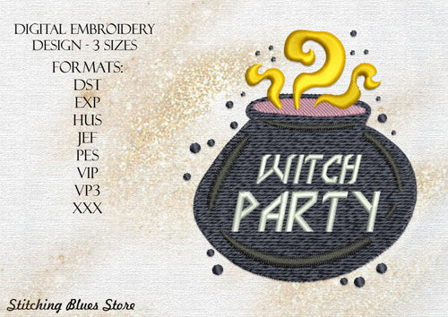Witch Party machine embroidery design - potion in the pot