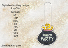 Load image into Gallery viewer, Witch Party Snap Tab Machine Embroidery Design - potion in the pot