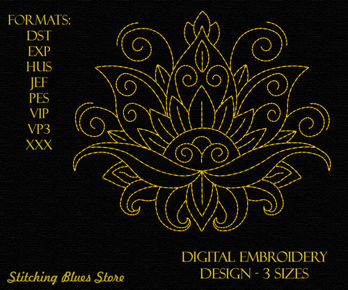 Yoga lotus machine embroidery design